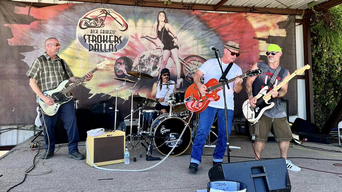ChrisBabler's tweet photo. The weekend party keeps going at Strokers Dallas, MOJO FRANKENSTEIN with special guests Vinyl Reality will be here tearing up the stage on Saturday, 10/14 @ 1 pm. The beer will be cold, the bikes cool, and the babes will be hot. #coldestbeerintown #bikesbabesandbeer #rockandroll https://t.co/3UalG3T7QD