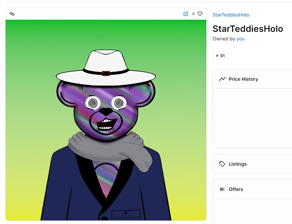 Join our new Telegram #NFTCommunity  and participate in the prize draw, the winner wins this elegant #NFT Star Teddies Holo the winner will be announced on Sunday #NFTGiveaway 🤩⭐️ t.me/Starteddiescom…