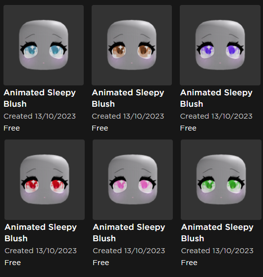 💤ANIMATED Sleepy Blush variants are out now! FREE for a just little bit💤Get them here: roblox.com/catalog?Keywor…   #ROBLOX #RobloxUGCfree #ROBLOXFreeUGC #ROBLOXUGC