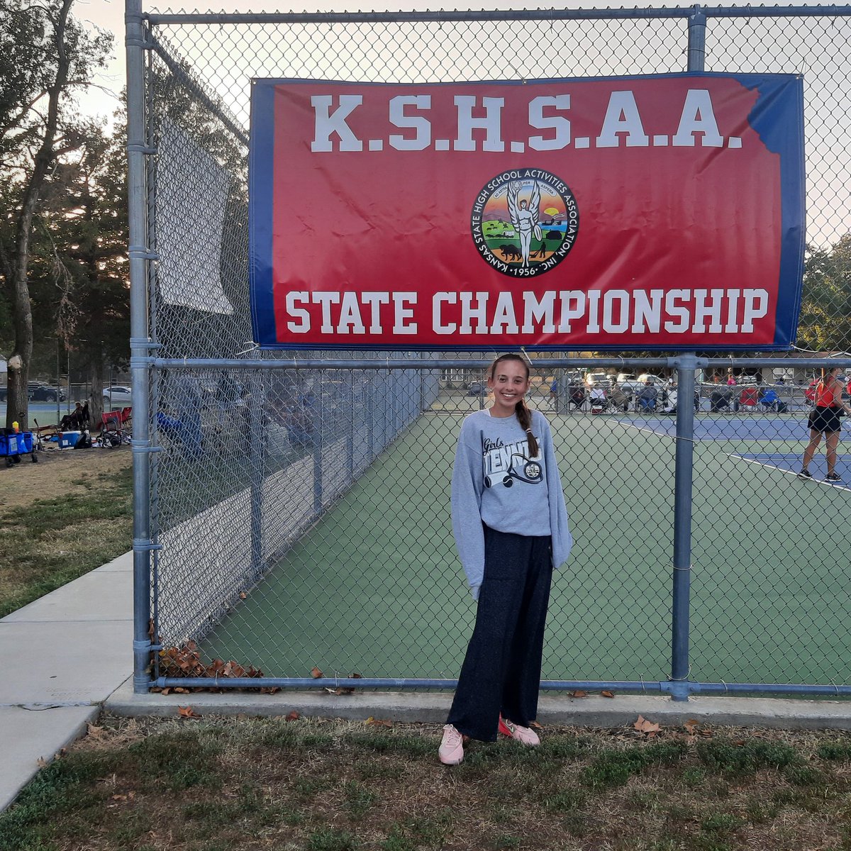 JSchramp's tweet photo. Freshmen Ella Daniel heading to state semi finals tomorrow!! Go Stags Go!!!@BishopMiegeGDay https://t.co/A1oKrEFtUX