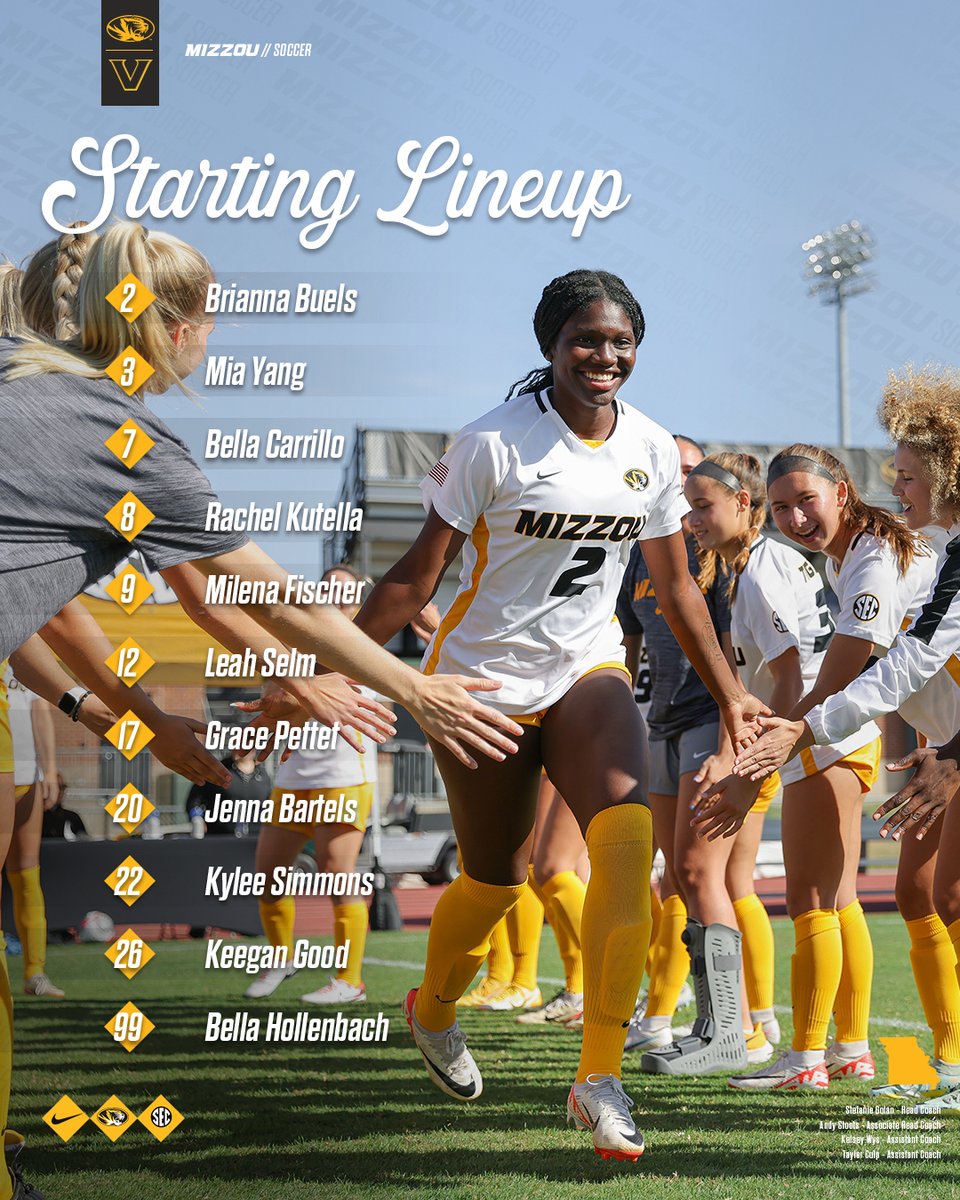 Starters at Vanderbilt 👇

📊 bit.ly/493vZHs 
💻 bit.ly/3Qg20Vj 

#MIZ🐯 #TakeTheStairs⚽️