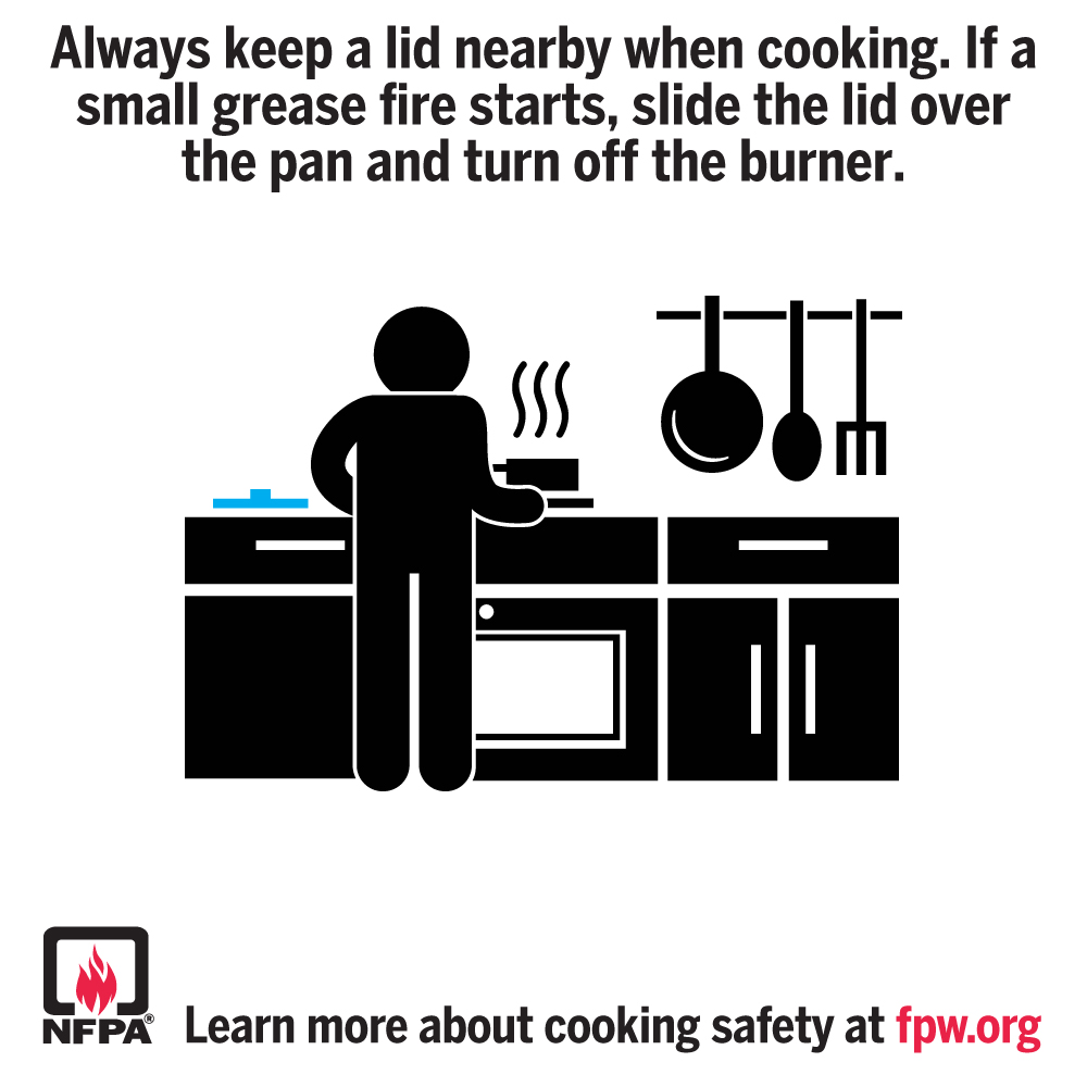 LAFDtalk's tweet photo. #NationalFirePreventionWeek

Over half of all residential building fires (nationwide) are caused by cooking. It is also the leading cause of *injuries* from residential building fires. Don't leave your burners on unattended. And never put water on a kitchen fire. Cover with a lid, or close the oven, and shut off the appliance. Don't forget to call 9-1-1.