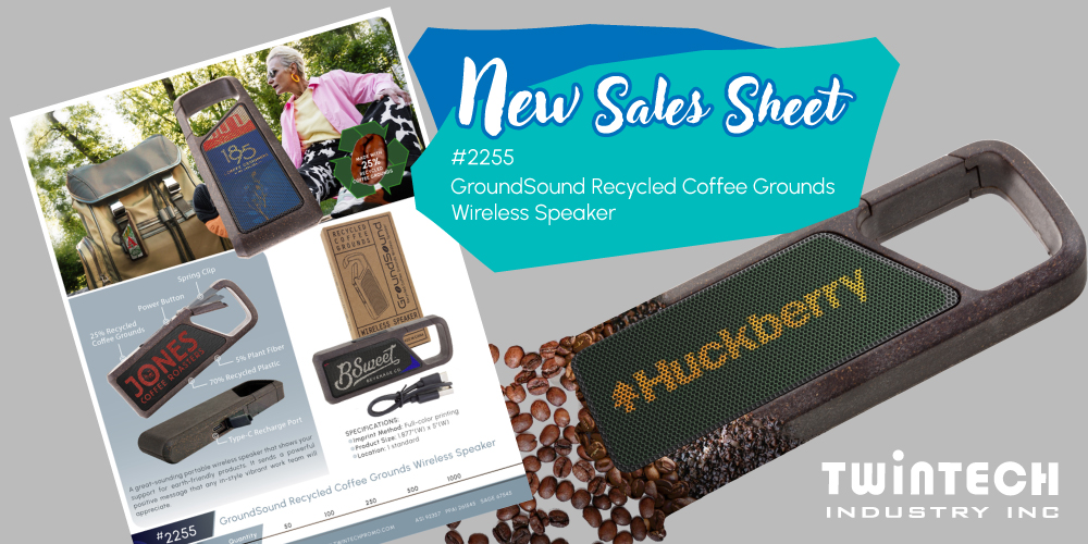 TwinTechPromo's tweet image. twintechpromo.com/product-media/…
No. 2255 
GroundSound Recycled Coffee Grounds Wireless Speaker