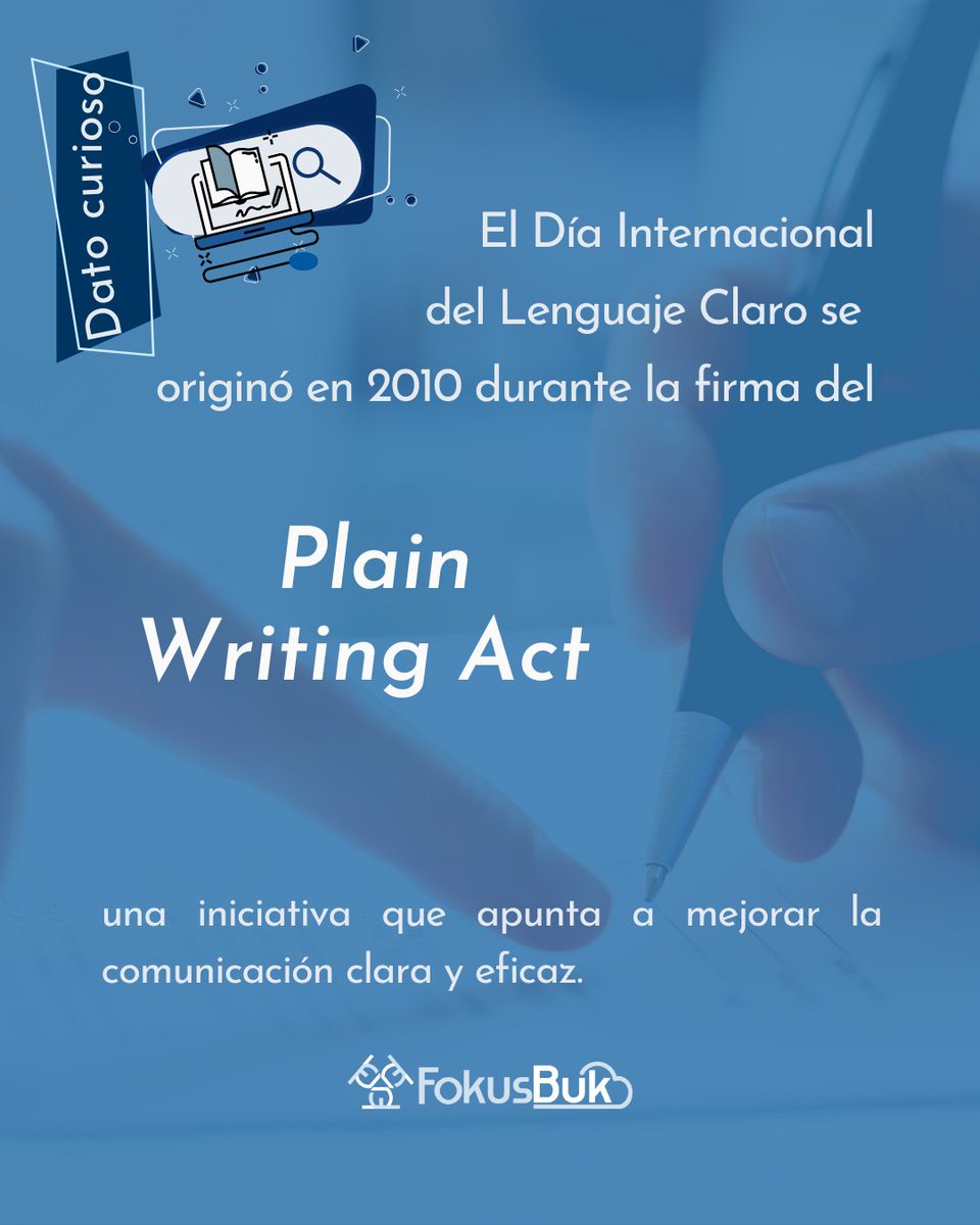 fokusbukmx's tweet photo. 👉El Acta de Escritura Simple marcó un hito importante al incorporar esta metodología en la redacción de los textos del gobierno lo que propicia una correcta y clara comprensión.

#FokusBuk #DatoCurioso #ComunicaciónClara #InternationalPlainLanguageDay #LenguajeClaro https://t.co/JyniXLc1MW