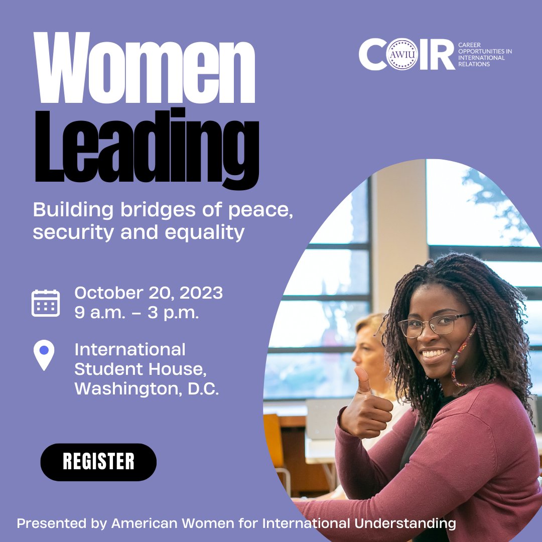 OfficialAWIU's tweet photo. 🗓️Mark your calendars! On October 20, join us at the International Student House for a day filled with inspiration, networking, and insights from prominent women leaders. Don't miss out on this incredible opportunity! #COIR2023 #WomenLeaders 

Tickets: https://t.co/ZWAb2Jabar https://t.co/lwwoyg1CHF