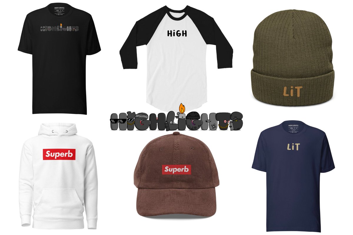 Announcing our latest collaboration 🤝

Introducing the official @High_LightsNFT Merch 🔥🌬️

Token-Gated Discount for all holders ✅

- LIT Beanie
- LIT Tee
- Superb Cap
- Superb Hoodie
- High (3/4 Sleeve) Tee
- HL Bandit Tee

Available exclusively in the Minted Merch Shop 🌱