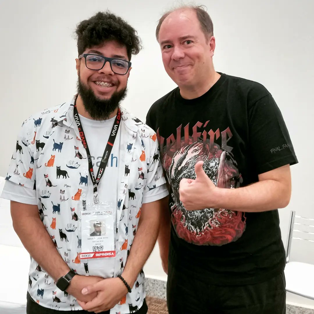 davidbr1to's tweet photo. Conheci e conversei com o Naoki Yoshida e o Koji Fox hoje, que de longe foi um dos melhores momentos da minha vida. 

Nunca imaginei que fosse ter essa chance, mas a vida tem um jeitinho especial de surpreender a gente.

#finalfantasyxiv #naokiyoshida #kojifox #yoship #bgs2023 https://t.co/to6kiegFsQ