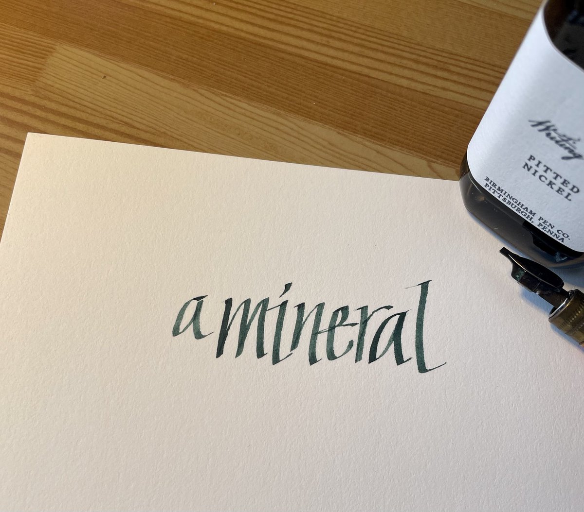 CalliScribbles's tweet photo. @birminghampens  Pitted Nickel ink is as subtle and minerally as hoped 💙💚🩶 https://t.co/oOJJMDALCX