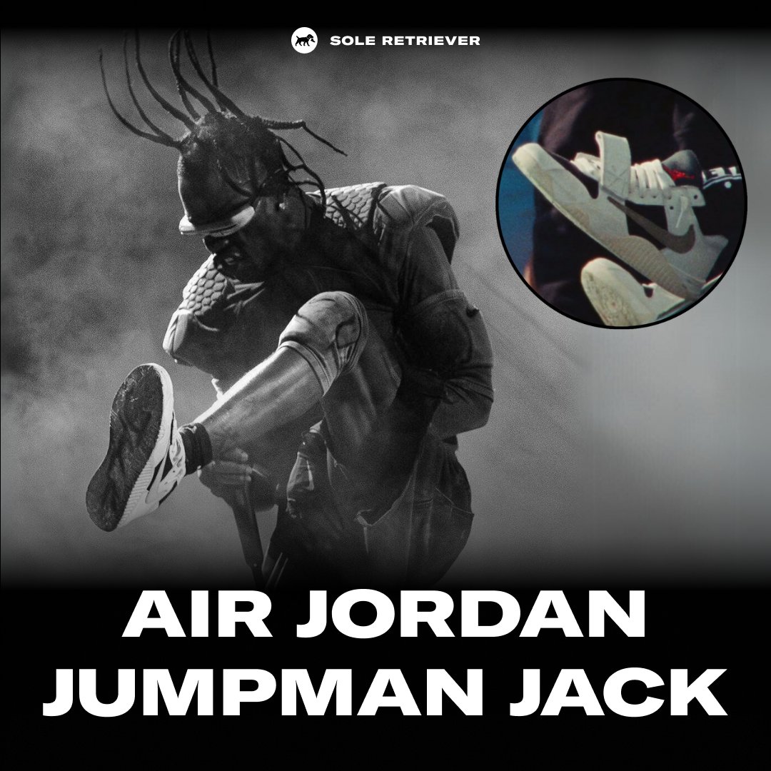 SoleRetriever's tweet photo. OFFICIAL NAME: Travis Scott's upcoming Jordan sneaker series will be called Jumpman Jack 🌵🔥

Previously, the upcoming Travis Scott silhouettes were referred to as the Jordan Cut The Check line. Cut the Check was a placeholder name.

https://t.co/q7ZNPtz33b https://t.co/BoA5K1xhMH
