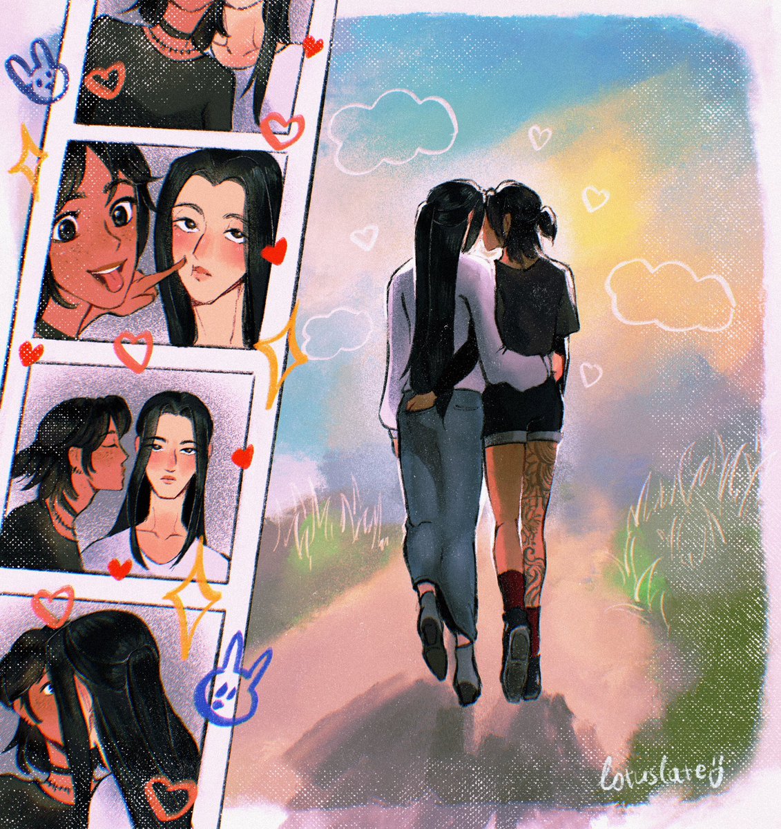lotuslate's tweet photo. tw/ genderbend
day 5: Domestic Bliss / est. relationship; they went on an amusement park date! 🥰 #wlwangxianweek https://t.co/fKuY9FfavC