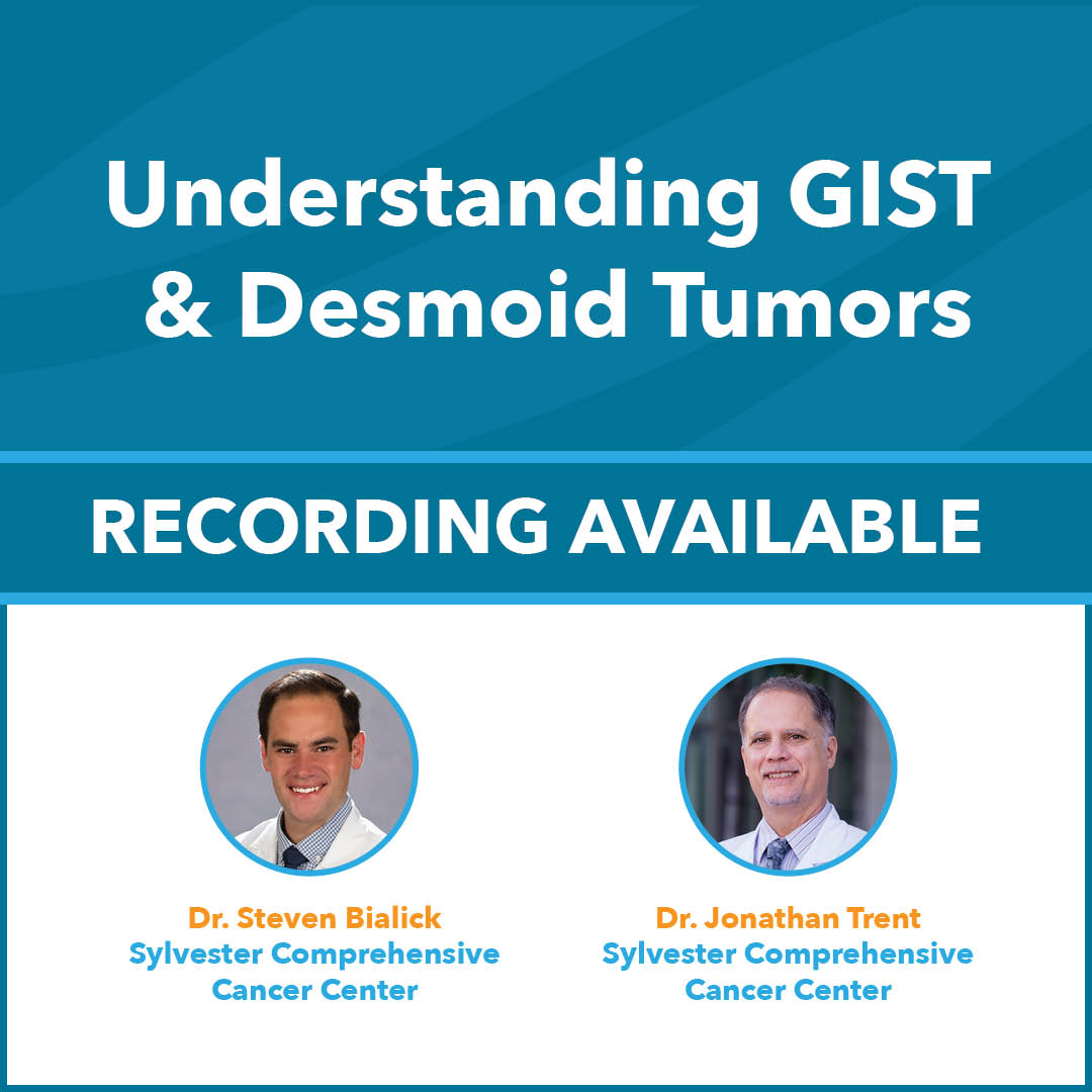 If you missed yesterday's webinar on GIST & Desmoid presented by Dr. Trent and Dr. Bialick of Sylvester Comprehensive Cancer Center, you can view the recording here: youtu.be/izdB4pLQAbA #gist #desmoid #thrivingtogether #gisteducation