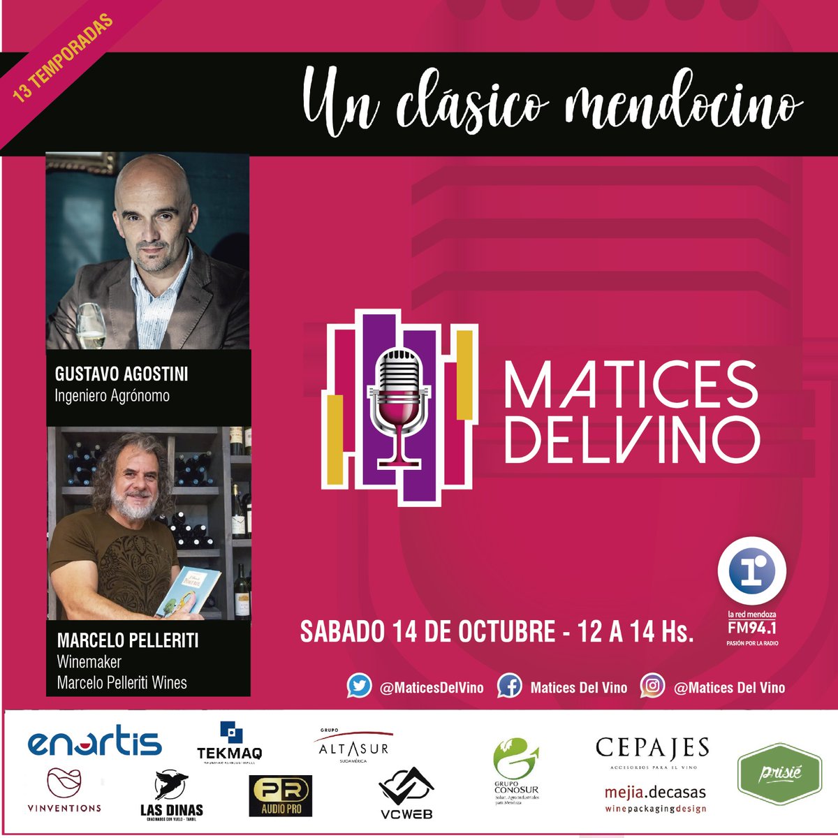 Gran programa tendremos mañana con <a href="/MarcePelleriti/">Marcelo Pelleriti</a> y Gustavo Agostini. No te lo pierdas en vivo desde las 12 hs por <a href="/LaRedMendoza/">La Red Mendoza 94.1</a> También podes escucharnos desde nuestro blog maticesdelvino.ar desde cualquier lugar. Te esperamos!!!