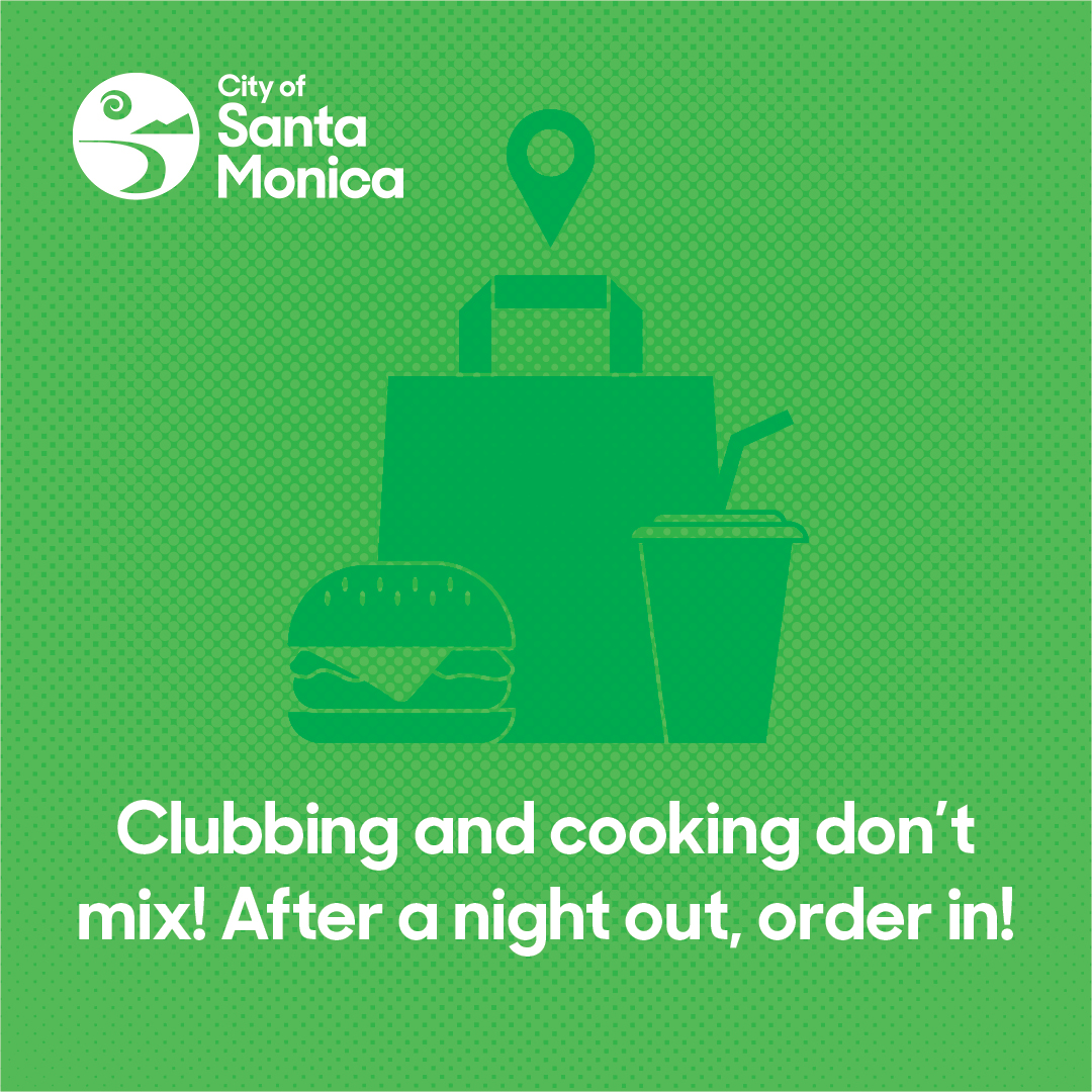 Happy Fire Safety Friday. To prevent cooking fires, you must be alert. You are not alert if you are sleepy, have consumed alcohol, or have taken medicine or drugs that make you drowsy. 🥡After a night out, order in! Buy Local. #santamonica #santamonicafire #firepreventionweek