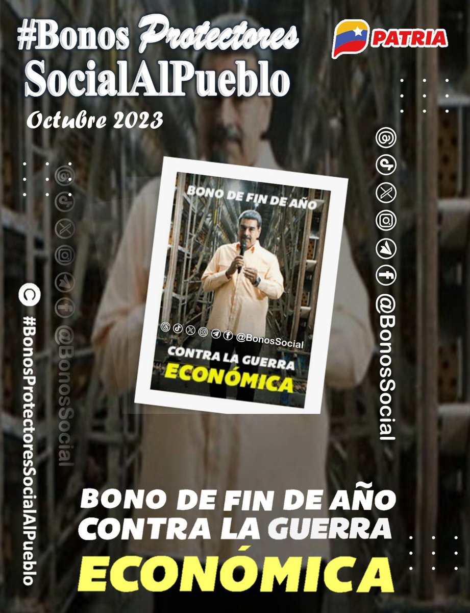 🚨 #ENTÉRATE: Inicia la entrega del Bono de Fin de Año #ContraLaGuerraEconómica (octubre 2023) a través del #SistemaPatria enviado por nuestro Pdte. <a href="/NicolasMaduro/">Nicolás Maduro</a> para los trabajadores del sector público.

✅ Monto en Bs. 1.400,00

<a href="/BonosSocial/">Bonos Protectores Social Al Pueblo</a>
#VenezuelaEsVinotinto