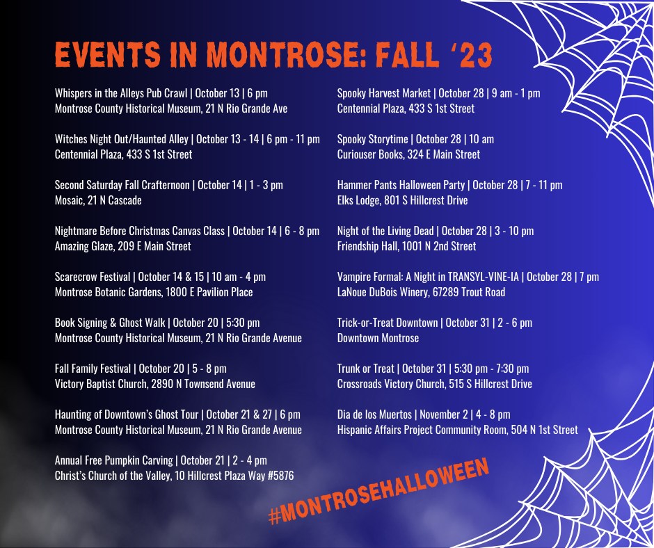 October in Montrose will send a shiver down your spine - don’t miss it! 😱

👻💀🧙The spooky fun kicks off tonight with the Whispers in the Alley Pub Crawl.

For more info check out the Montrose DART Facebook page at facebook.com/MontroseDART