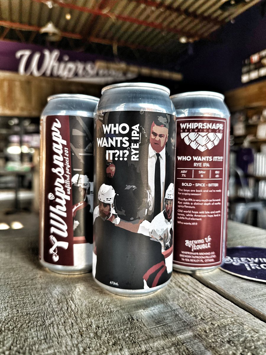 whiprsnaprbrew's tweet photo. Score our new Sens themed rye ipa for the season home opener tomorrow.
WHO WANTS IT ?!?
#gosensgo #613beer #ottawacraftbeer #ontariocraftbeer #ottawabeer #craftbeercanada #canart #smallbatchbeer #nanobrewery #cdncraftbeer https://t.co/drVDJUok94