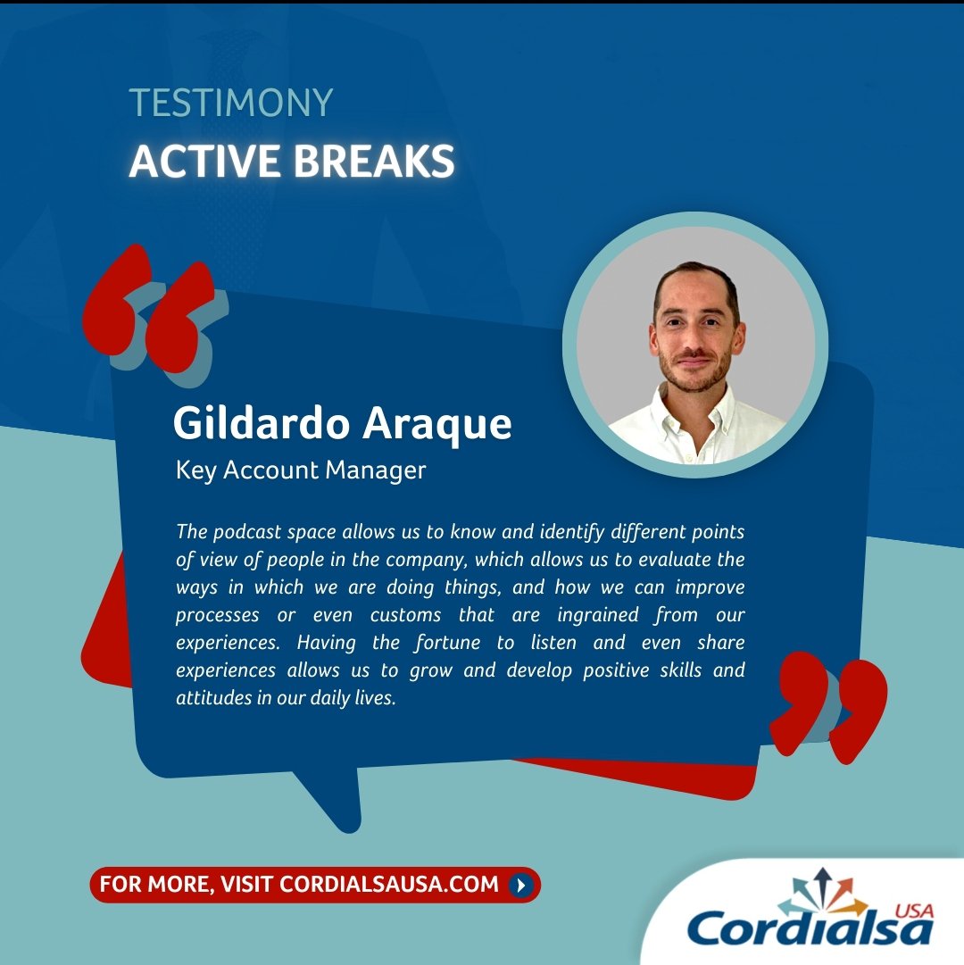 Participation spaces like our corporate podcast are opportunities for self-evaluation and growth.

Gildardo Araque, our Central Division Key Account Manager, knows this first-hand as he has had the chance to be part of this format.

#podcast #growthopportunity #proudlycusa