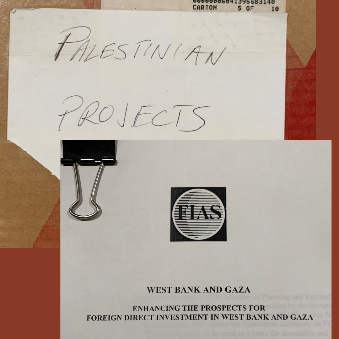 Once upon a time, my “day job” involved working on Palestinian economic development under the Oslo peace process. Recent events in Israel & Gaza made me rummage through my “Palestinian Projects” box—full of documents & memories, artifacts of a time when peace seemed possible …