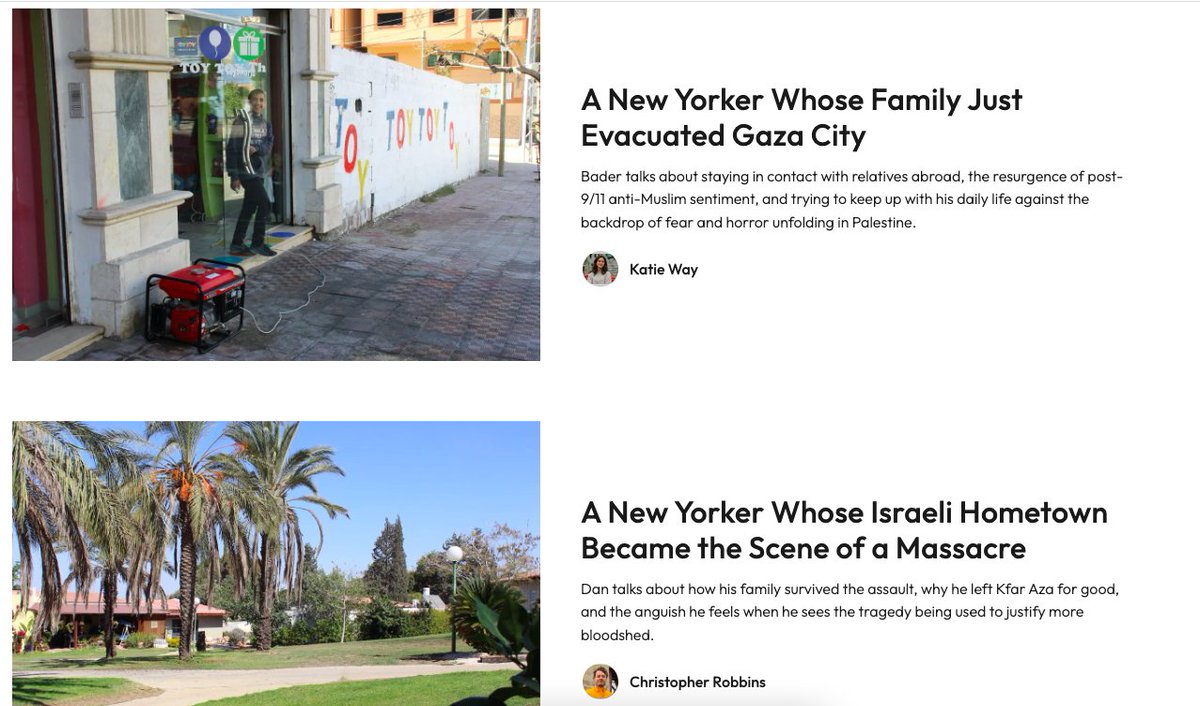 MaxRivlinNadler's tweet photo. At @HellGateNY, we let two New Yorkers caught up in a horrific situation tell their stories. 

One is a New Yorker who grew up in Kfar Aza, a kibbutz that was hard hit by the Hamas assault.

The other is a New Yorker whose family is trapped in Gaza. https://t.co/VquzdiTcDz