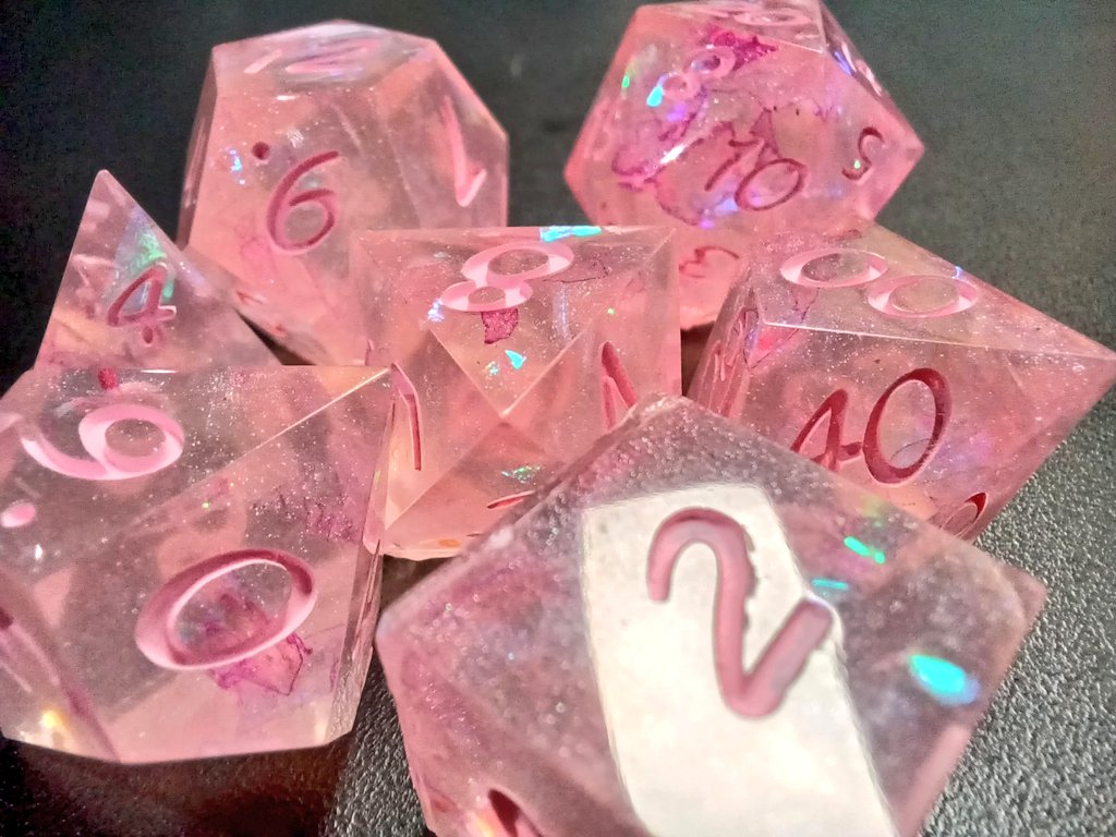 DiceApothecary's tweet photo. 🌸Sakura Glass🌸 Listen, I fought with pink for years. Getting nice soft pinks like this is my vindication.
#dnd #dice #dnddice #handmadedice #ttrpg #ttrpgdice #diceset #tabletopdice #tabletop #dungeonsanddragons #dungeonsanddragonsdice https://t.co/1CkpY9L3W6