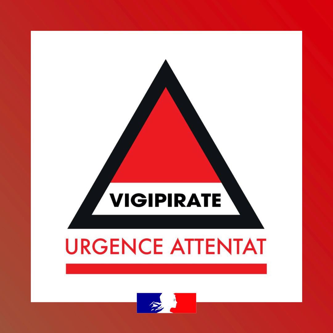 🔴 Sur décision de la Première ministre, le plan Vigipirate est rehaussé au niveau urgence attentat. Ce niveau permet d’assurer la mobilisation exceptionnelle de moyens et de diffuser des informations susceptibles de protéger les citoyens. Restez informés.