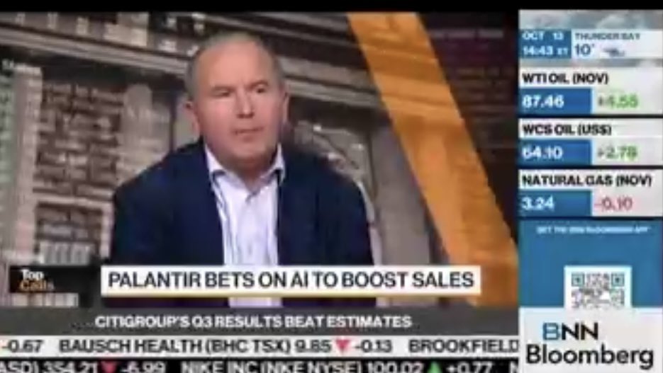 Great to be on @BloombergTV with @scarletfu and @RomaineBostick discussing Big Tech stocks with a focus on AI and @PalantirTech as a pure play 🐂🍿