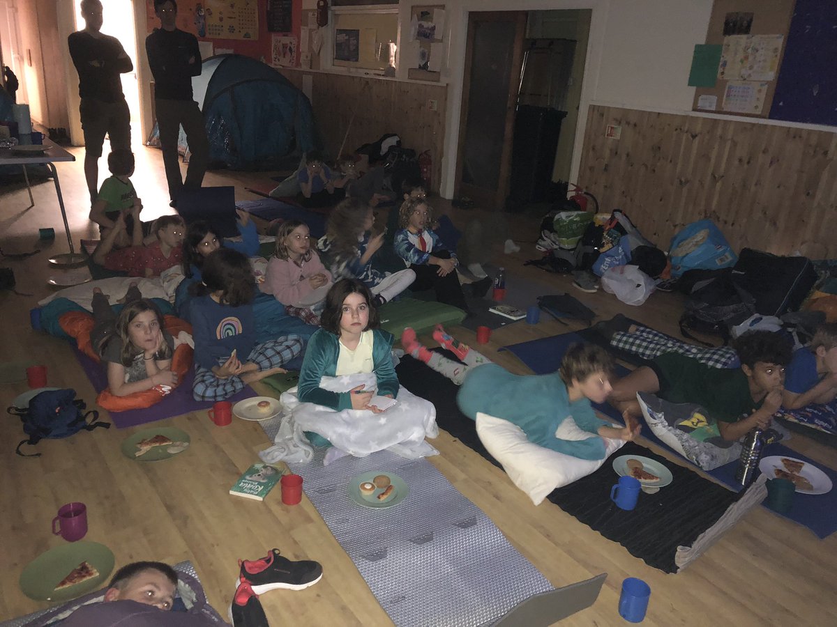 5thhitchin's tweet photo. It’s the Cubs sleepover! One very wet walk later, we’re back in the hut for pizza and games. https://t.co/zonRk4dxnh
