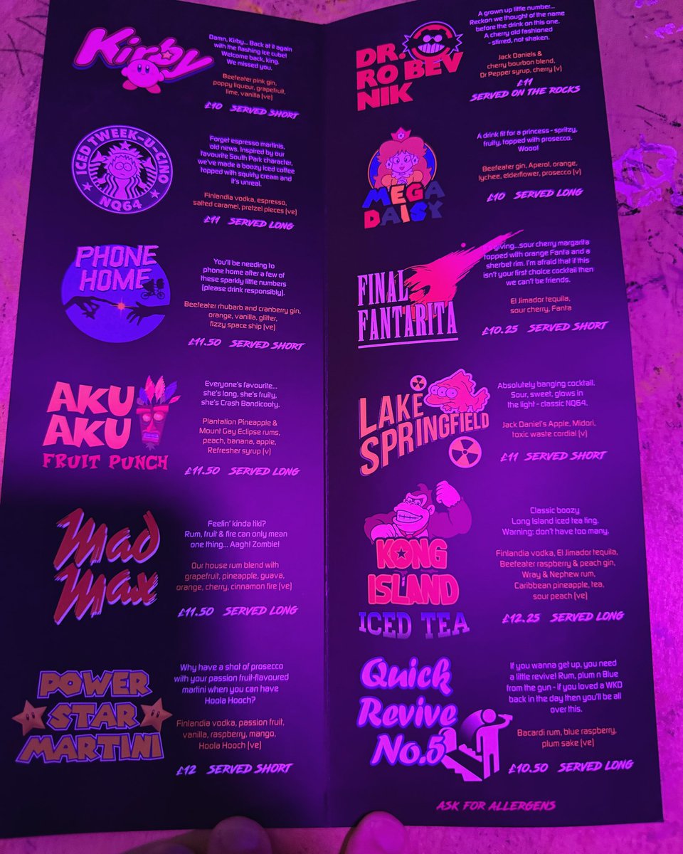 cloud_raccoon's tweet photo. #NQ64 in London, where the drinks flow like water and the Games take you back to a time where DLC and day one patches were never even a thought!! Dr Ro Bev Nik is the greatest drink name ever!! https://t.co/vKPddMkjj5