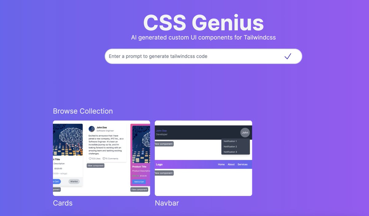 tailwindgenius's tweet photo. I'm excited to announce we released a free component pack for CSS Genius. View these free components on https://t.co/ePkjhHupnD #WebDesign #WebUI #tailwindcss #freeUIcomponents https://t.co/jRm7a5ea2j