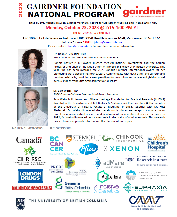 CMMT_UBC's tweet photo. @XenonPharma has partnered with us to sponsor the 2023 Vancouver Gairdner symposium. If you are looking for inspiration, join us on Oct 23! @GairdnerAwards https://t.co/KL5p4GRhPj