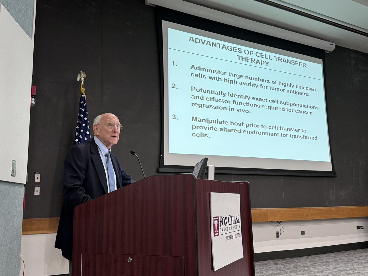 Amazing Inspirational 2023 Annual Grotzinger lecture today <a href="/FoxChaseCancer/">Fox Chase Cancer Center</a> <a href="/FoxChaseSurgOnc/">Fox Chase Surgical Oncology</a> with Dr Steven Rosenberg -Lymphocytes as a Living Drug #CancerResearch #immunotherapy <a href="/TempleHealth/">Temple Health</a> <a href="/NCI_SurgOncFel/">NCI Surgical Oncology Research Fellows</a> @NCIResearchCtr <a href="/AmCollSurgeons/">American College of Surgeons</a> <a href="/SocSurgOnc/">Society of Surgical Oncology</a> <a href="/AcademicSurgery/">Assoc4AcademicSurgery</a>