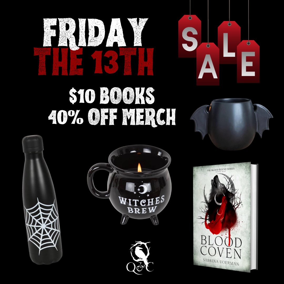 🚨 Friday the 13th Sale 🚨 $10 books and the rest of the store 40% off — stock up on mugs, witchy gear, goth decor, Halloween stuff and more! 🖤🔪 thecrowshoppe.com