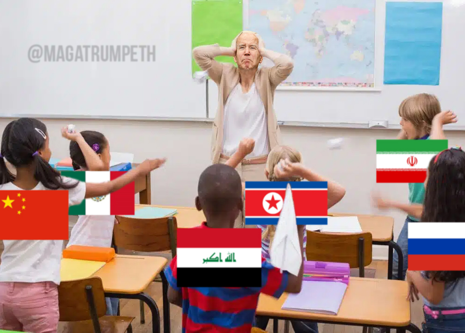 MAGAMemecoin's tweet photo. Other countries are treating Joe Biden like a substitute teacher until Donald Trump is back in office. https://t.co/W06TvnDAPe