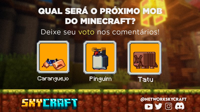 SkyCraft on X: Mas gente, em qual vocês votaram mesmo? 🤔 Aqui a maioria  está com #Tatu! #Minecraft #mobvote2023 #SkyCraft   / X