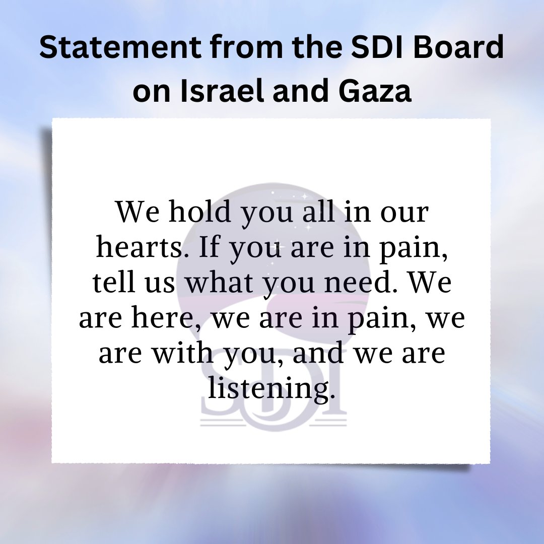 SDI_world's tweet photo. We invite those of you who want to share reflections to follow this link to the website message board: https://t.co/26lLF1Lyhb If you’d like to communicate more privately, please let us know at office@sdiworld.org.

#PrayersForPeace https://t.co/AQ1x2UvlHt