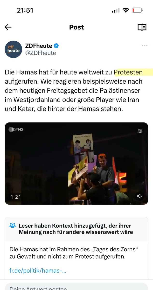 Das ZDF hat ein ernstes Problem. Die Hamas hat nicht zu „Protesten“ aufgerufen, sondern dazu, Synagogen und jüdische Schulen zu attackieren. An der Sinai-Grundschule in München ist heute ein Viertel der Kinder aus Angst zuhause geblieben. Auch so verharmlost man Terror. #EsReicht