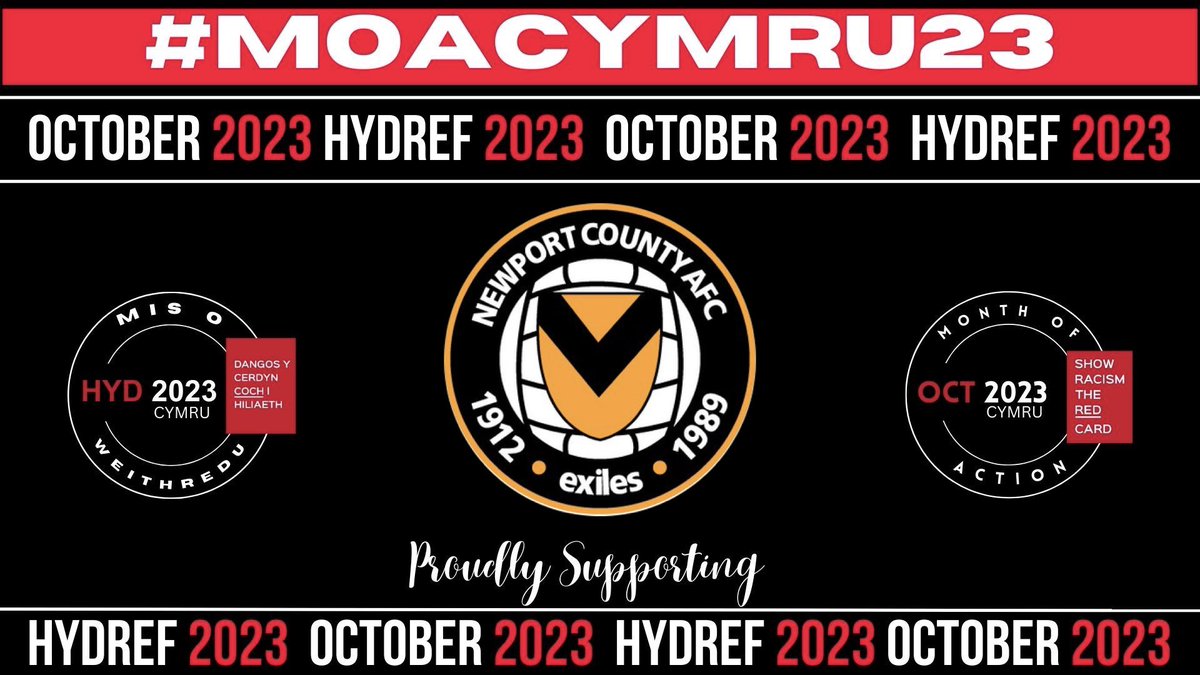 During October clubs across Wales show their support for Show Racism the Red Card.

We at Newport County will be showing our support during the month and joining the action to challenge racism in football and society.

#ShowRacismTheRedCard 🔴 #MOACymru23