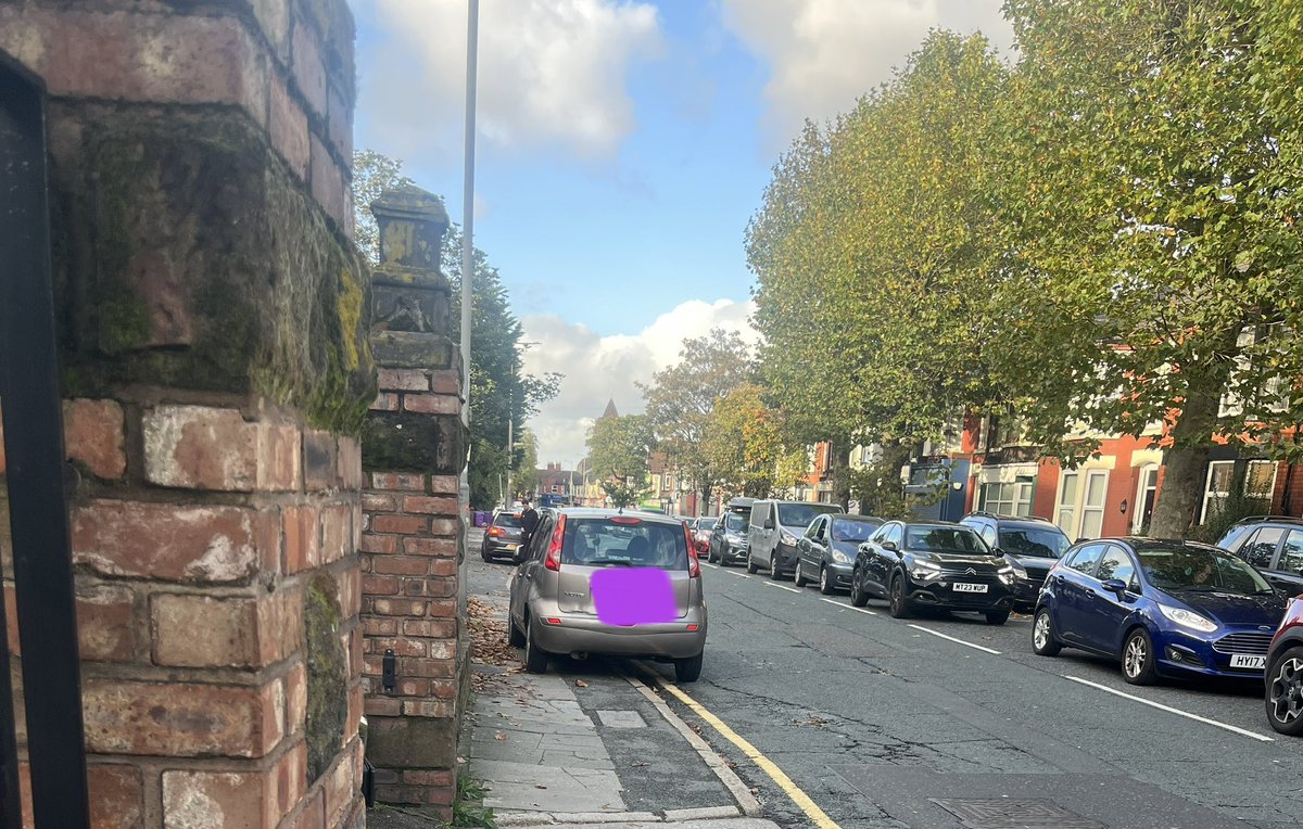 playaways16's tweet photo. @lpoolcouncil Can you have a word with this idiot and those like them, who do this sort of selfish behaviour!  This happens all the time on this stretch of road. I had to walk out into the road with a pram to get around it. https://t.co/fylmBiAcZ5
