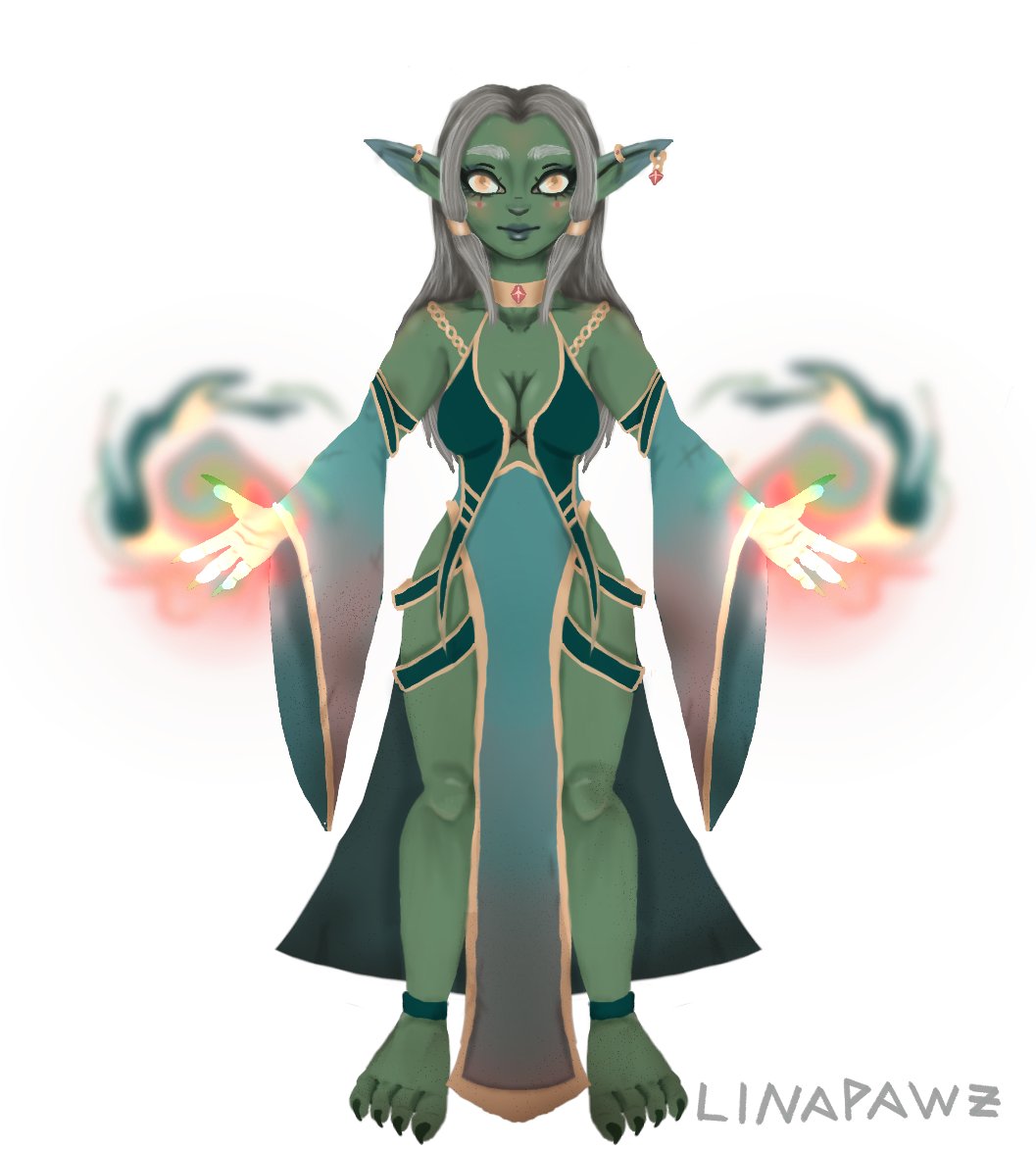 I wanted to participate in #Gobtober2023 from <a href="/Uri_V_Art/">@urivart.bsky.social</a>  but only managed to finish day one - the wizard. 

But oh well, here she is and with a weird background!

(I may do the other ones when I feel like it, even if they are late)