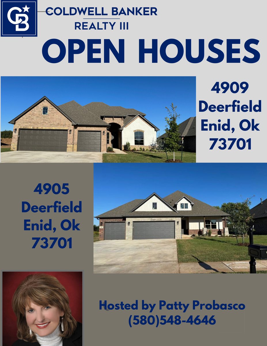 CBRENID's tweet photo. Open Houses!
Come out this Sunday October 15th from 2-4 pm to see Patty Propasco!
Don't miss the chance to take a look at these amazing new build's!🏠

#openhouse #enid #coldwellbankerrealty #sellyourhome #buyyourdreamhome https://t.co/o3ySkd511M