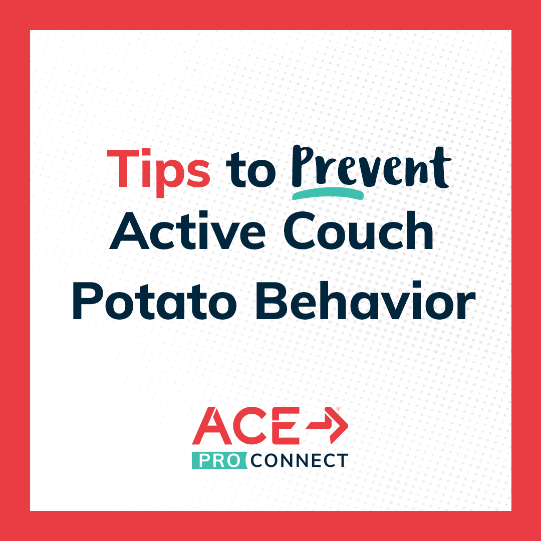 acefitness's tweet photo. ACE Scientific Education Content Manager, Chris Gagliardi, shares strategies for preventing couch potato syndrome. Find the full clip in the Videos section of the ACE Pro Connect app! Download the app here: https://t.co/dxVku0wGzk
#acefitness #acecertified https://t.co/kLxQ0fLeWM