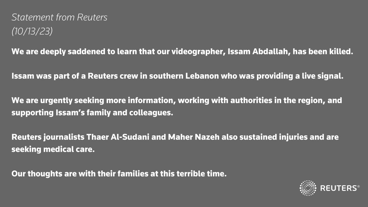 OHMYJAD's tweet photo. @Reuters if you don't have the courage to mention who killed issam, then you never deserved the courage of Issam.
Shame on you
#israel_killed_issam https://t.co/LFWCgFZ9E8