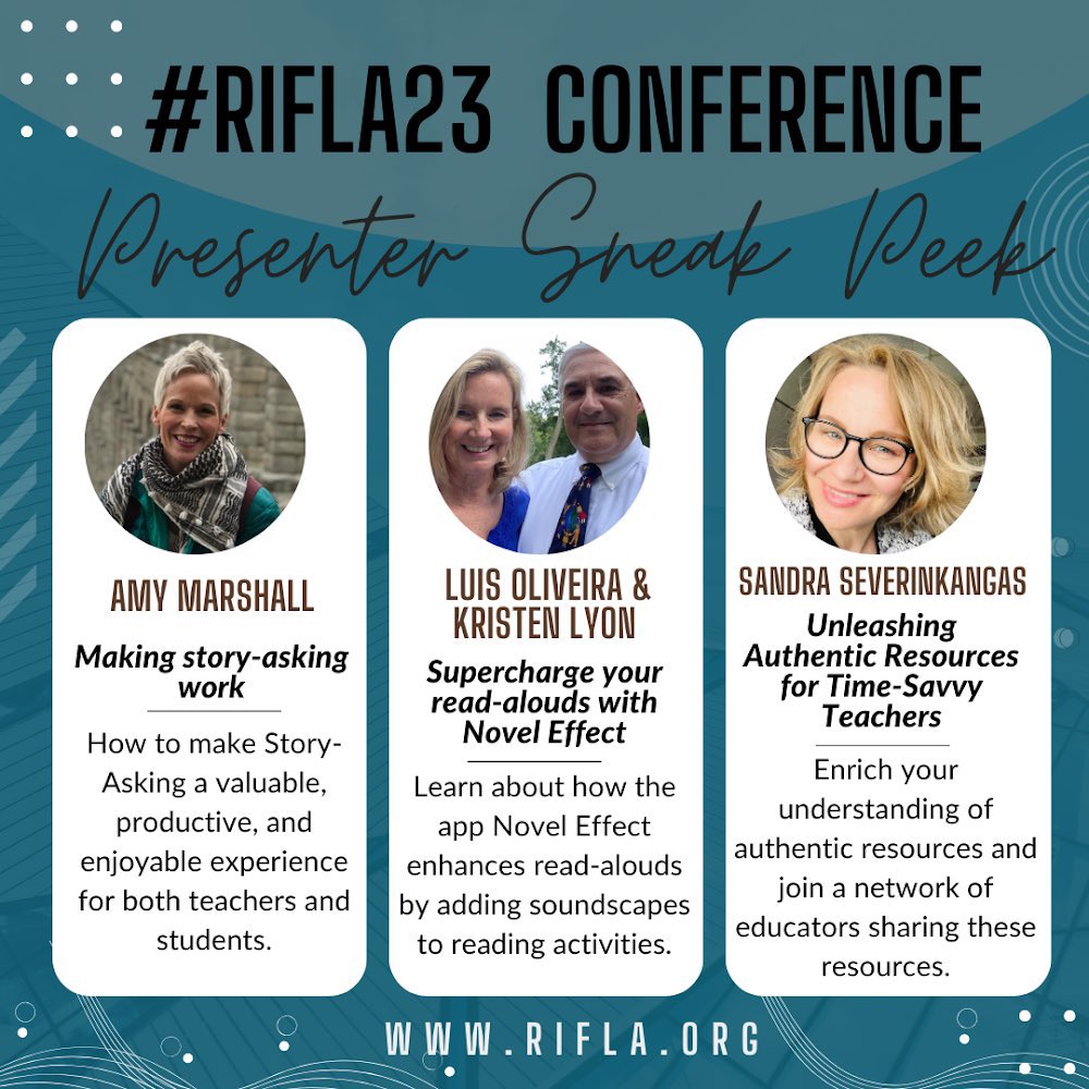 Looking forward to attending and presenting at #Rifla23 tomorrow with @SrtaLyon. We will be sharing the magic of @Novel_Effect to supercharge your read alouds. Hoping to see some of our WL and MLL colleagues there.