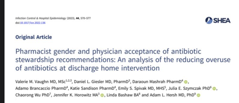 In case you missed it, lots of great work on discharge, equity, and diagnostic stewardship by our @HMS_MI and #UQuAL @UofUHealth team cited as the most influential stewardship publications of 2023. Links to articles in comments #IDWeek2023