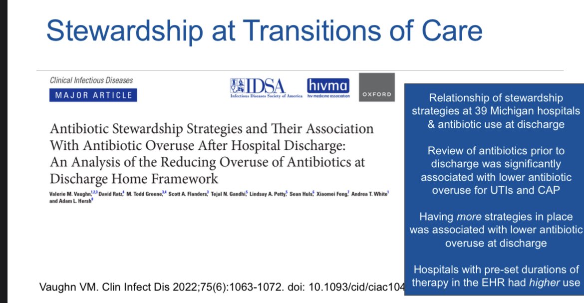 ValerieVaughnMD's tweet photo. In case you missed it, lots of great work on discharge, equity, and diagnostic stewardship by our @HMS_MI and #UQuAL @UofUHealth team cited as the most influential stewardship publications of 2023. Links to articles in comments #IDWeek2023 https://t.co/5mCRCjJe9v