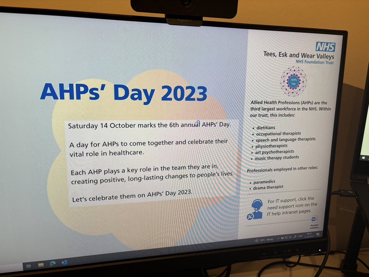 Thanks @TEWV for the change in our trust background to recognise our AHPs in advance of #AHPDay2023 #AHPDay