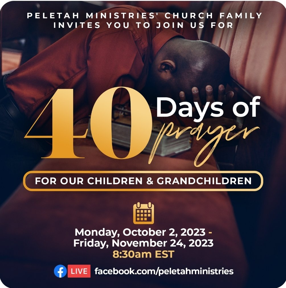 Join us M-F at 8:30am EST on Peletah Ministries Facebook page as we pray for Children and Grandchildren. We will continue to pray for Israel 🇮🇱 as well.