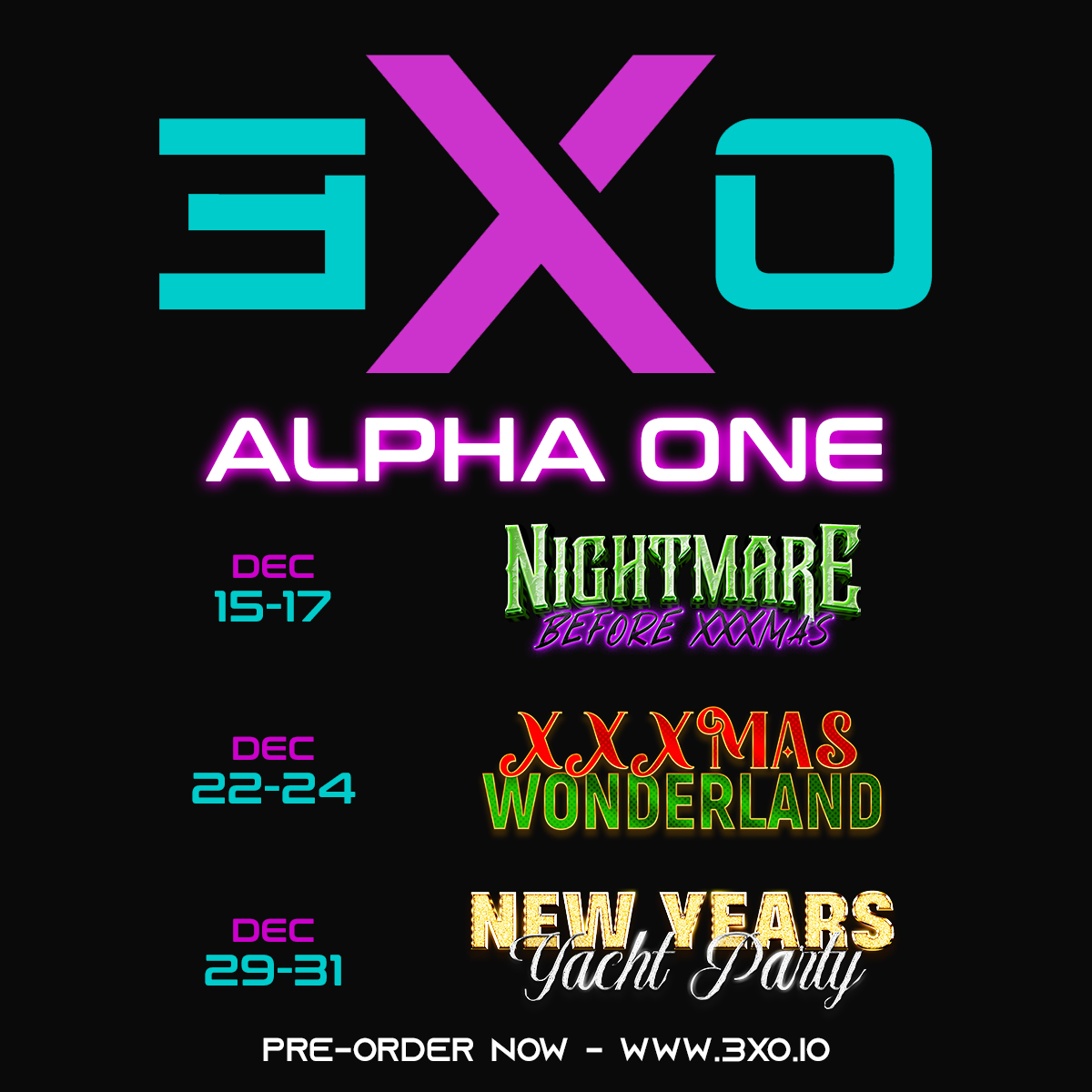 3XOverse's tweet photo. Our Alpha 1 test will officially begin on Dec 15! It will consist of 3 weekends, 3 days each, from 3 pm to 3 am EST each day.

Visit our Discord (https://t.co/OIeClcsW47) for more info.

#3XO #3DXChat #AChat #IMVU #SecondLife #UnrealEngine https://t.co/Zlq2D2eAIk