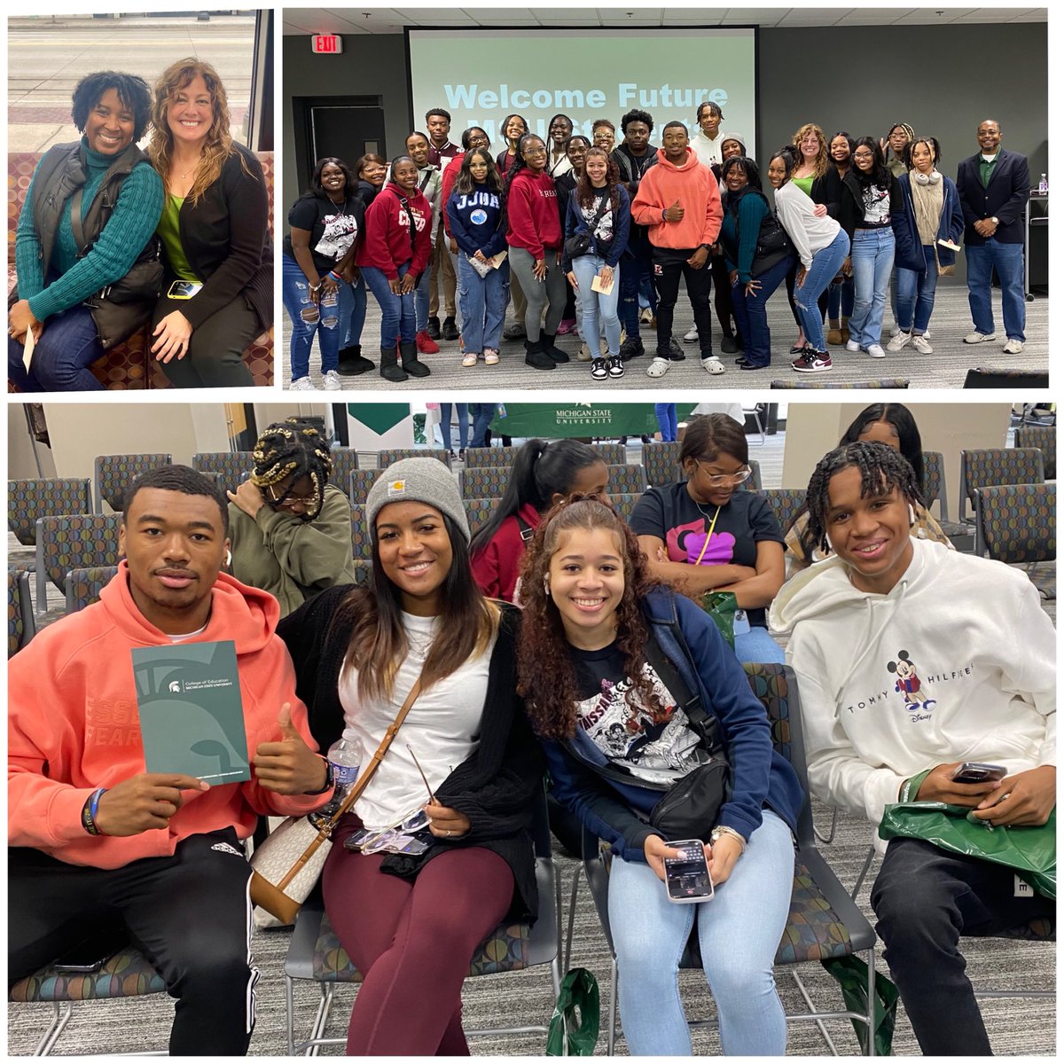 Great to speak with #FutureEducators @DetroitRHSAA @MSUDetroitCenter with ⁦@michiganstateu⁩ ⁦@MSUCollegeofEd⁩ ⁦@Transaw⁩ BryanBeverly KelleyJohnson & many amazing educators & leaders! 💚🤍 ⁦@DrJFLJackson⁩ ⁦@Prof_KBowman⁩ ⁦@mieducation⁩