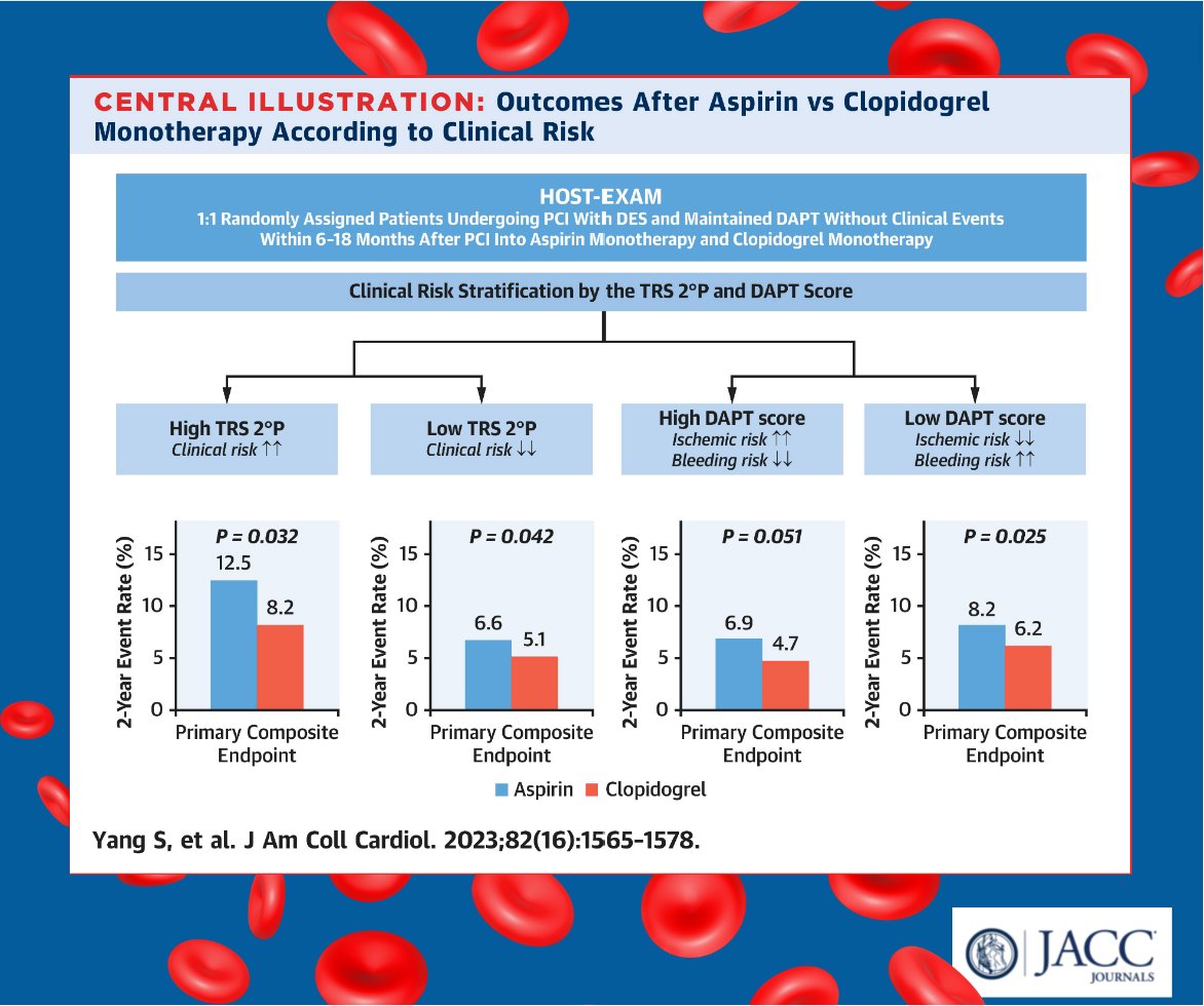 #JACC 💊Monotherapy ASA vs. Plavix What are you using for MAPT in your high bleeding and ischemic risk patients? @JACCJournals @JVargheseMD @DLBHATTMD @DPtheNP @SrihariNaiduMD @VietHeartPA @Fortman312 @ACCmediacenter @BakhshiHooman @chadialraies jacc.org/doi/10.1016/j.…